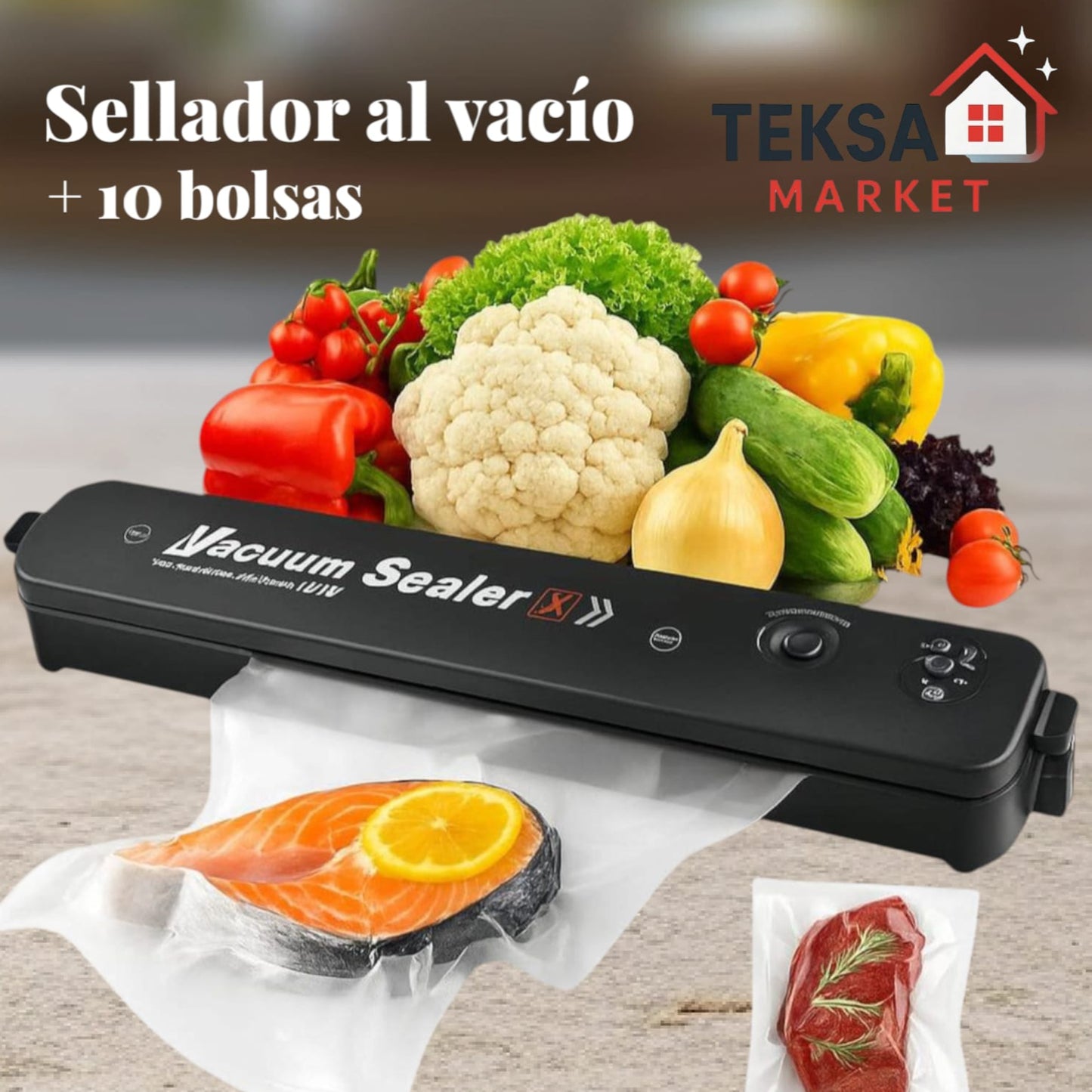 Sellador al vacío (Incluye 10 bolsas reutilizables de regalo)